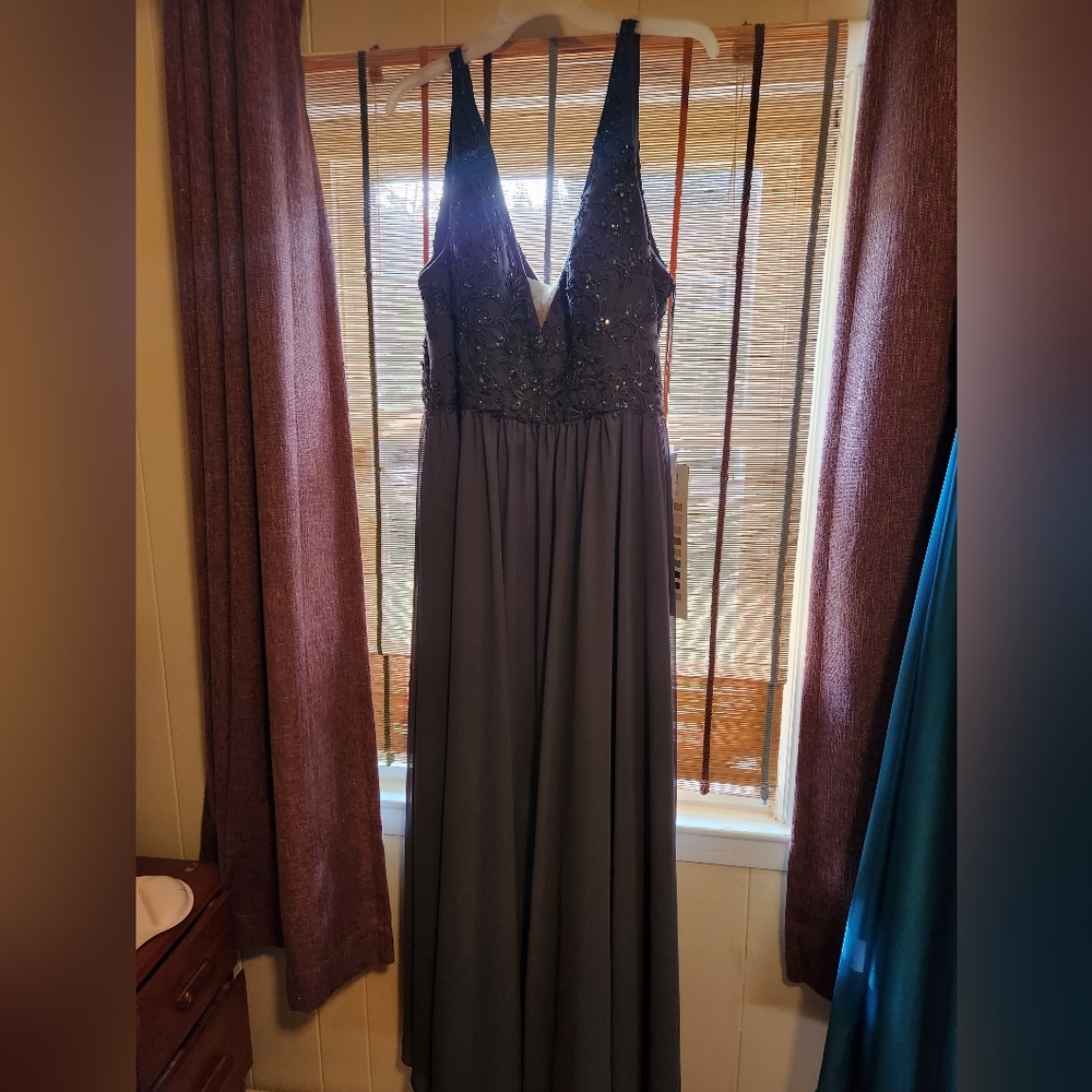 Morilee Madeline Gardner Charcoal gown